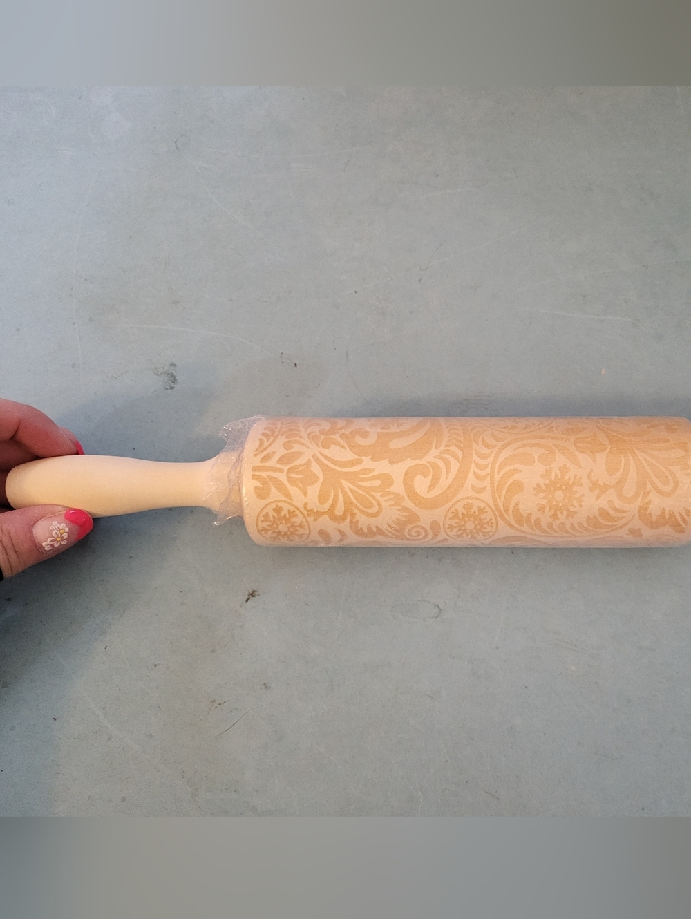 New Embossed Pattern Wood Rolling Pin #1355-847